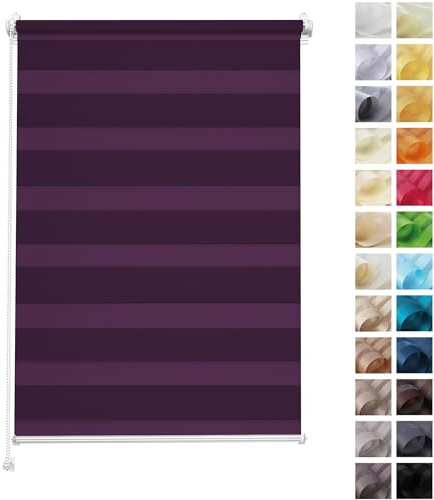 Rettika Doppelrollo Klemmfix ohne Bohren – Pflaume – Breite 40 cm, Höhe 120 cm – Duo Rollo für Innenräume, Sichtschutz Fensterrollo mit Lichtregulierung