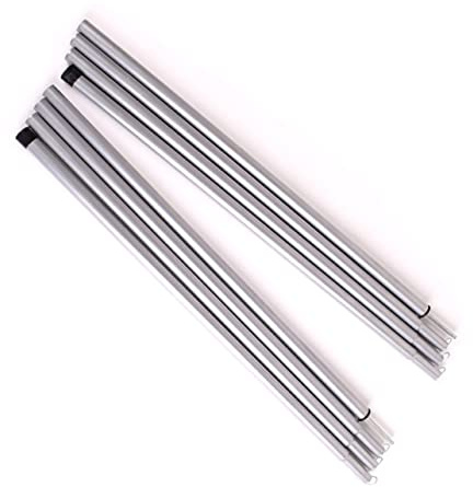 INOOMP Tige de Support de Tente en Fer Argenté, 2 Pièces de 2 Mètres Tête Pointue et Haute Résistance, 4 Segments Séparés, pour Camping et Randonnée