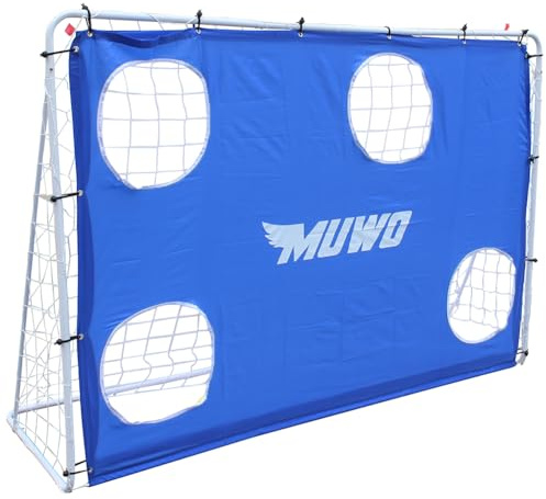 MUWO Fußballtor mit Abnehmbarer Torwand und wetterfestem Stahlgestell. Maße: 217 x 153 cm. Optimal zum Trainieren oder für Freundschaftsspiele geeignet