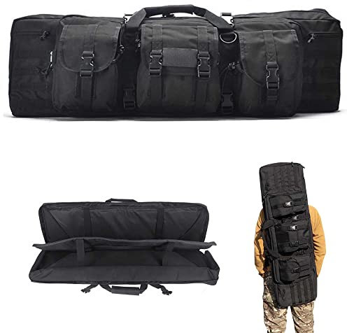ANSNOW Klassischer Doppelter Langer Gewehrkoffer, Taktischeentasche, Gewehrkoffer, Schrotflintentasche,Engewehrkoffer, Waffentragerucksack/Schwarz/118 cm