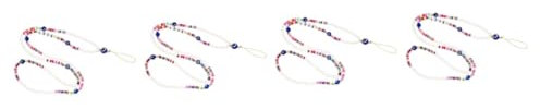 KITANDOVE 4pezzi Cinturino Per Smartphone Con Perline Colorate Lanyard Antifurto Per Telefono Corda Per Collo e Polso Per Donne e Ragazze Accessorio Alla Moda e Pratico
