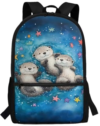 POLERO Cute Otter Backpack for Girls Kids School Bag Bookbag Preschool Rucksack for 5-6 Years Old