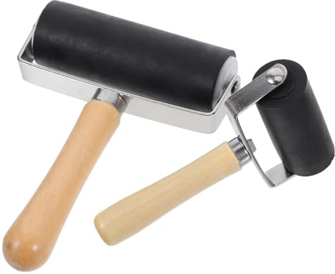 Artibetter 2 Stück Gummiwalzen-Set Für Druck Und Stempeln Robuste Strukturrolle Mit Ergonomischem Holzgriff Effiziente Farbanwendung Für Kunsthandwerk Und DIY-anwendungen