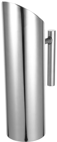 FUNOMOCYA Jarra para Bebidas Frías de Acero Inoxidable, 1,5 L, Cuerpo Recto y Asa Ergonómica, Adecuado para Mezclar Cócteles y Servir en Casa o Bar