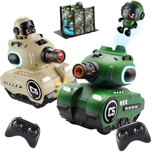 OBEST 2 Pack Remote Control Fight Car, 2.4GHZ RC Battle Tank Toy, Bumper Cars, Ejecting Infrared Robots, Blood Return Base,USB Charging, No Bullets Needed, Chirstmas Birthday Present