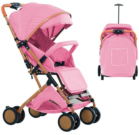 Oxford Baby Kinderwagen,Reisebuggy,Kinderwagen,0–4 Jahre,bis 22 kg,kompakt zusammenklappbar, Geräumiger Sitz,3 Liegepositionen,10 kg großen Aufbewahrungskorb,schnell zusammenklappbar (B-Rosa)