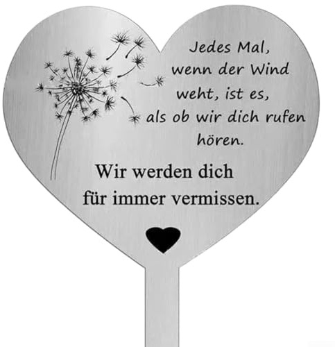 Decorazione per tomba a forma di cuore in acciaio inox per giardini commemorativi con costruzione antiruggine per preservare nel tempo (C)