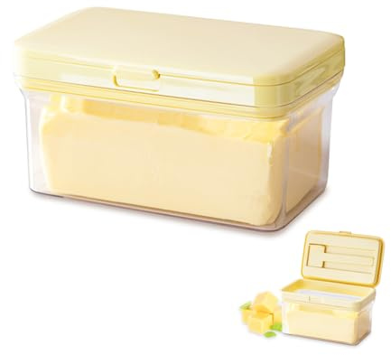 Butter Dish with Lid, Refrigerator & Countertop Butter Container with Cover | Double Silicone Seal | Cheese Preservation Box with Cutter and Spatula | 500g Large Capacity