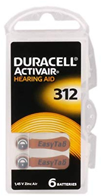 Hörgerätebatterien Duracell Activair 312, 1 Päckchen (6 Batterien)