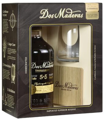 Dos Maderas Jerez-Xeres 5+5 Ans PX Rhum avec 2 Verres en Coffret Cadeau 700 ml