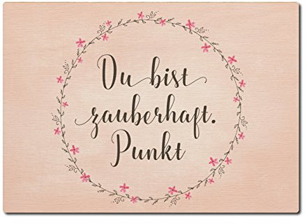 Interluxe Postkarte aus Holz Du bist zauberhaft. Punkt. Größe 105x148mm, 4mm DIN A6 Karte Geschenk Spruch