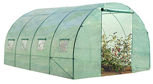 IDMarket – Garten-Gewächshaus, Tunnel, 12 m², transparent grün, 3 x 4 m
