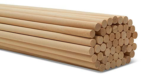 Holzdübelstäbe – 1,27 x 30,5 cm unlackierte Hartholzstäbe – für Basteln und Heimwerker – Specht 250