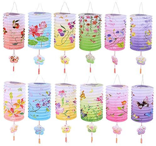12 Pieces Chinese Paper Lanterns - Chinese Paper Lanterns Lamp Shades Ceiling Hanging Decoration Colorful for Birthday Wedding Party