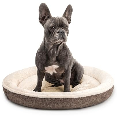 lionto Cama Redonda para Perros, cojín para Perros sofá Perros, Cama con Forma de Donut, (M) 65 cm diámetro Externo, marrón