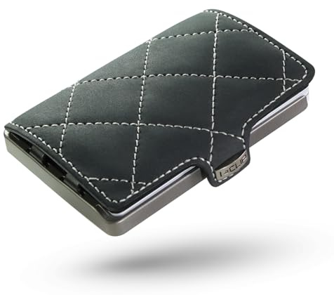 I-CLIP Titan ultraleichtes High End Kreditkartenetui mit austauschbarer Geldklammer - langlebiger Titan-Kartenhalter- Slim Wallet - Titan satiniert RS mat Schwarz/Weiß