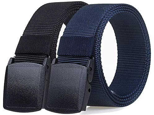 TENINE 2 Stück Taktischer Gürtel, Unisex Gürtel für Damen & Herren 3.8cm Breite Nylon Canvas Stoffgürtel Militär Web Arbeitsgürtel Verstellbarer 135cm mit Schnellverschluss YKK Schnalle