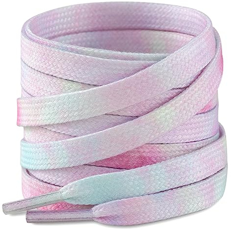 Stepace Cordones Tie-Dye Planos [2 Pares] 8 mm (Anchura) Cordones Reemplazo para Zapatillas y Todo Tipo de Zapatos Magic Purple-120