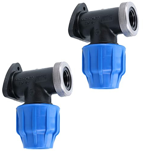 20mm x 1/2 MDPE Wall Elbow Outside Tap Fitting Threaded Connector Bend 2PK