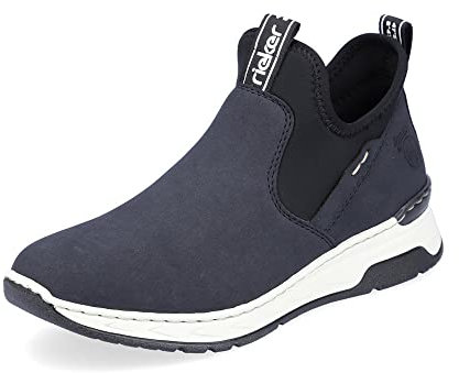 Rieker Damen Slip-On Sneaker M0053, Frauen Halbschuhe, lose Einlage,Schlupfschuhe,Slip-ons,Low-top,schnellschnürung,blau Kombi (14),39 EU / 6 UK