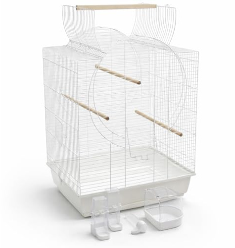 ZooPaul Vogelkäfig XXL Emma Cabrio weiß Wellensittiche Kanarien mit Trinkröhrchen Badehaus usw.