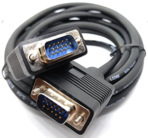 3m VGA to VGA Cable 15 pin SVGA Male to Male for Monitor Computer PC Laptops TV Projectors Extension Lead, HD15 All Data Pins Connected (10ft, Black)
