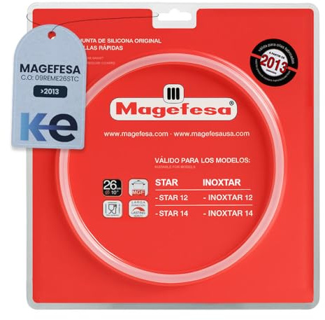 Anakel Home Junta de Tapa para Olla a Presión 09REME26STC Compatible con Magefesa Star e Inoxtar de 14-16L, Ollas Fabricadas desde 2013 | Silicona, Diámetro Interior de 26 cm