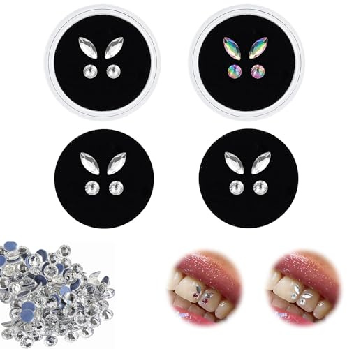 4 Pares Gema De Dientes Adornos Dientes Tooth Gems Kit Adornos De Joyería De Dientes De Cristal Adornos Dientes Reflectantes Diamante Gemas De Dientes Dentales Decorativas (1452 Piedras Preciosas)