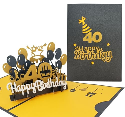 Geburtstag Karte zum 40. Geburtstag Pop up 3D Happy Birthday Grußkarte Geburtstagskarte Kreative Geburtstagsgeschenk für Familie und Freunden