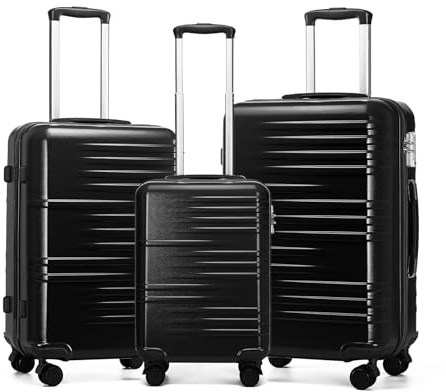 British Traveller Reisekofferset Hartschalenkoffer Set ABS+PC Koffer Trolleys Neu Schwarz