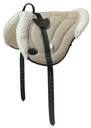 PIONEER Konturerad häst i bomull och ull för naturberg, engelsk ridsadel tillverkad i Italien med vaddering, barback 55 x 45 cm med ridkudde i neopren - beige