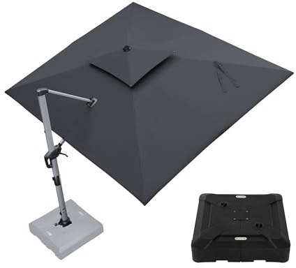 PURPLE LEAF Parasol Déporté 2,7 x 3,3 m avec Pied Toit Double UPF50+, Gris