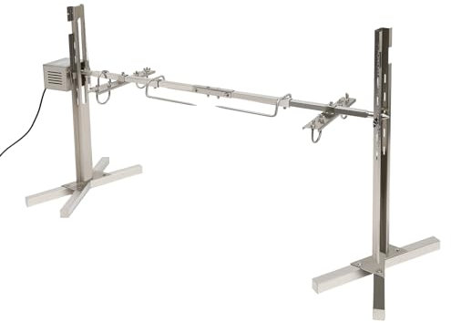 Large Grill Rotisserie Stainless Steel Electric Tripod BBQ Set - X Shaped Bracket for Barbecue Lamb Goat Pig Rotisserie Spit Roast Grill Tool with 20W Motor (Silver)