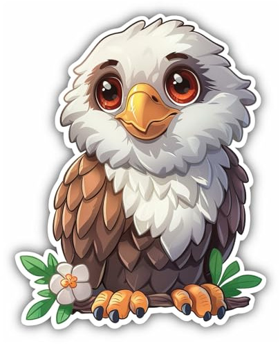 Samunshi® Süßer Kawaii Adler als Sticker Anime Wohnmobil Animal Aufkleber für Motorrad Fahrrad Roller oder Camper Camping Wohnwagen Mountainbike Comic Cartoon Retro 15x20cm