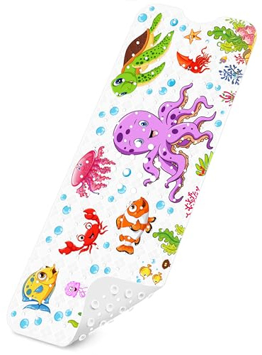 Badewannenmatten rutschfest Kinder，100% BPA frei,100x40cm，Antirutschmatte für Badewanne，Duschmatte,schimmelresistent & maschinenwaschbar,Badematte Kinder Badewanne