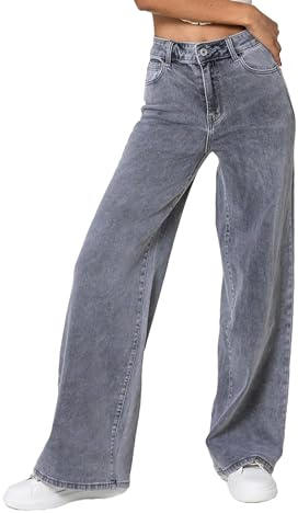 Nina Carter YY300 - Jeans de cintura alta para mujer, pierna ancha, acampanados, elásticos, aspecto usado, XL Slim