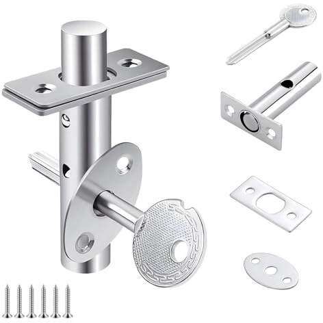 Ctyjia 1 Stück Einsteckschloss, Türsicherheitsriegel Edelstahl, Türriegel mit Sternschlüssel, Tür-Sicherheitsbolzen für Alle Arten Von Innentüren, 60mm