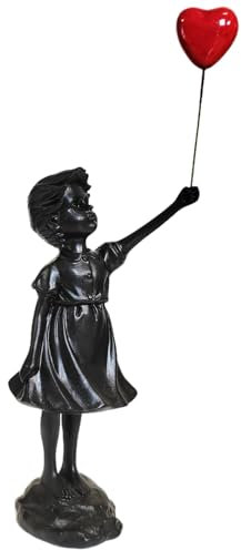 PIGPIGFLY Banksy Figur Skulptur,Ballonmädchen-Statue,Deko Wohnzimmer,Home Store Dekoration, Modern Abstract Kunst Skulpturen Deko, Bürodekorationen,Polyresin, Geschenk(Schwarz)