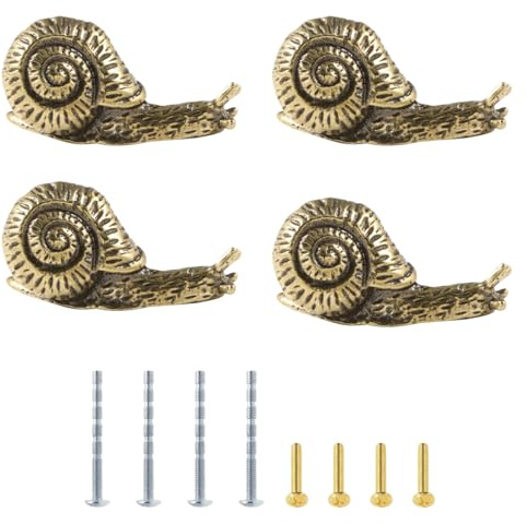 Sqsyqz 4 x Schneckenknöpfe, Messingknöpfe, Schubladengriffe mit einem Loch, Schubladengriffe für Möbel, Schubladen und Schranktüren (Bronze)