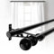 Negro Barras de Cortina Doble 78-224CM, Barra de Cortina Extensible Diámetro 2,45 cm, Barra de Cortina de Acero Inoxidable Decorativa Ajustable para Sala de Estar, con Terminales Redondos con Soportes