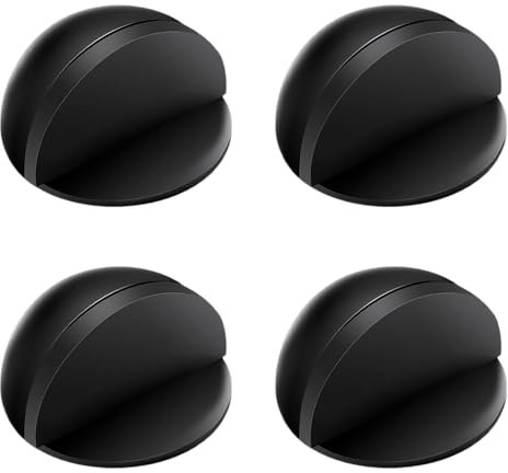 peiqiup Fermaporta in acciaio inox autoadesivo (4 pezzi), Fermaporta autoadesivo, Fermaporta Adesivo Non Perforato con Paraurti in Gomma, Per balconi, pavimenti duri, Nero