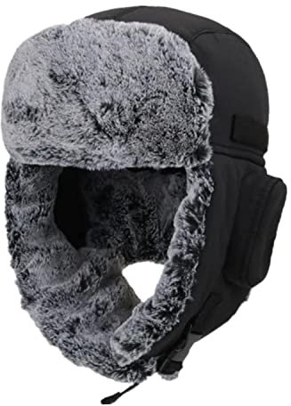 Wintermütze, Fliegermütze für Damen und Herren, Jagdmütze mit Ohrenklappen für kaltes Wetter, grün, 58–60 cm (Schwarz 7 1/8)