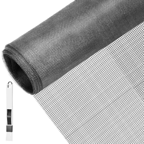 BUZIFU Tela de Mosquitera por Metros 130 x 150 cm Malla Mosquitera para Ventana Mallas Mosquiteras Gris Fibra de Vidrio Malla Fina para Hacer Mosquiteras Adiós a los Mosquitos y Otros Insectos