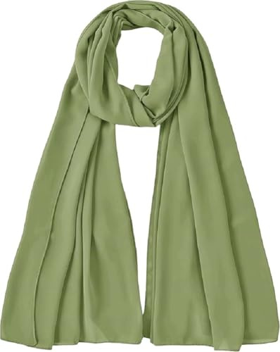 OgLuxe Sciarpa in chiffon da donna, traspirante, morbida e setosa, in chiffon, coprente per testa e collo, leggera e ariosa, Salvia, 180 cm x 72 cm