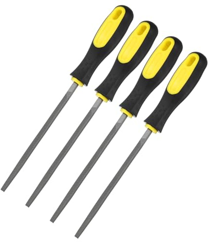 M METERXITY Juego De 4 Limas Cuadradas De Metal De 6 Pulgadas Lima De Diamante Lima Manual Con Mango De PVC Para Madera/Metal/Cerámica/Vidrio/Piedra/Joyería/Baldosa