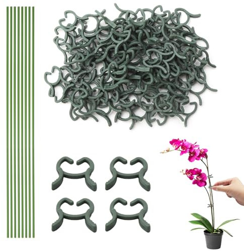 ZMDMAH 100 Stück Pflanzenklammern, 10 Stück Pflanzenstütze, Klein Pflanzenclips Grün Rankhilfe Wiederverwendbar Tomatenclips Verbinden Pflanzen Clips für Unterstützen Pflanzen Gemüse Obst Pfeffer