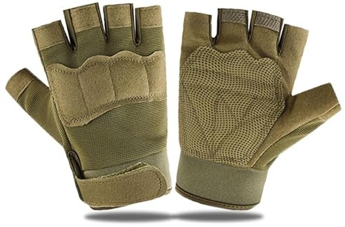 OhMill Gants Demi-Doigts pour Enfants Gants Tactiques Anti-Dérapantes Mitaines de Cyclisme Garçons Filles Gant de Militaire pour Vélo, Tir, Entraînement au Combat, Randonnée Extérieur 8-10 Ans
