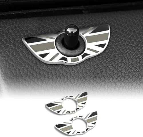KUNGKIC 2 Piezas Adhesivos de Emblema de Alas de Coche Anillos Adornos de Puerta Botón Cubierta Accesorios de Interior para Mini Clubman Cooper R60 R61 Cierre de Puerta Logo