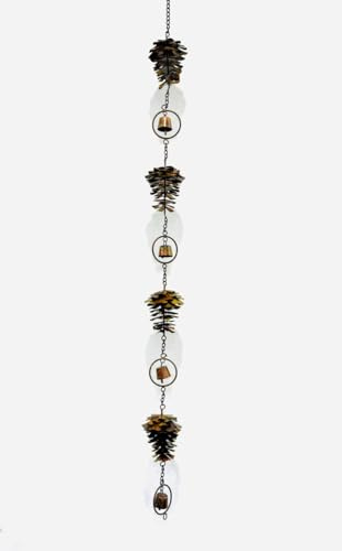 Antique Pine Cone Wind Chimes Rain Chains Functional Retro Ornament Iron Decorative Hanging Chain Wind Chime for Sheds
