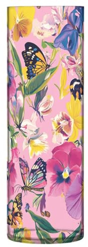 Flowers Lily Pansy Butterflies Bees Pink Plastic Cylinder Cylinder Vase 11.8 x 3.9 Inch Small Vases Modern Vases for Home Entryway Shelf Housewarming Decor